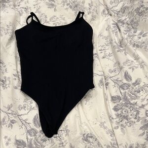 Elegant Black Ribbed Women's Bodysuit